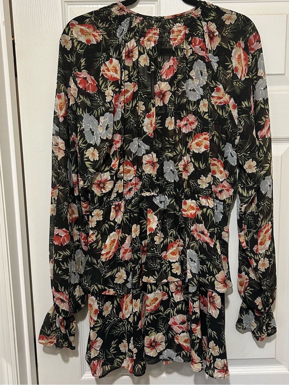 Tularosa Black Floral Mini Dress LBD Vacation Honeymoon Sheer Summer Sz Med - Picture 13 of 14